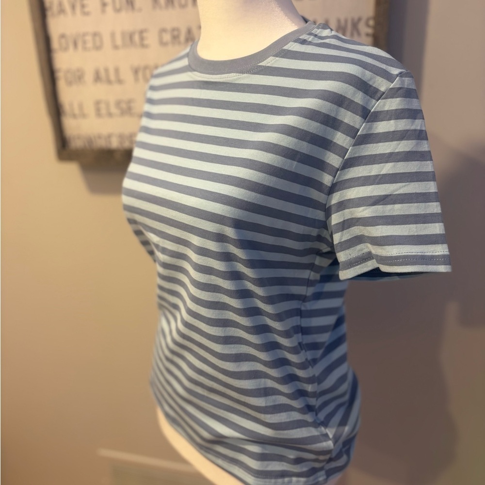 NWT Edikted Callahan Striped Blue Tee - Picture 3 of 8